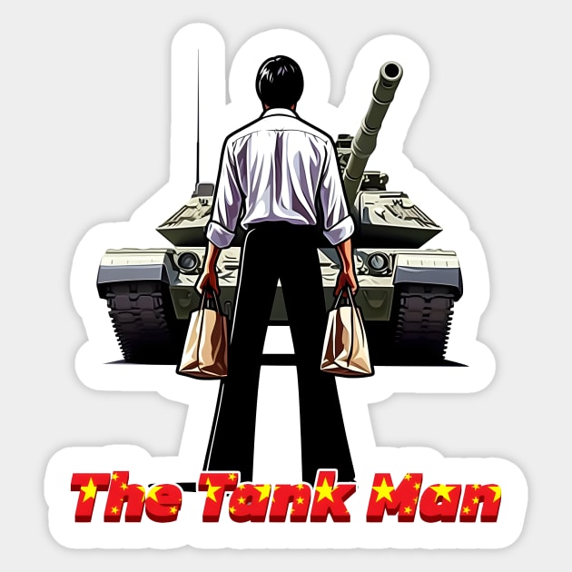 Tank Man Sticker by Rawlifegraphic